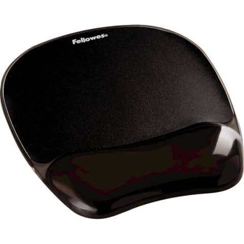 Tappetino mouse con poggiapolsi FELLOWES Crystal™ Gel nero 20,2 x 23,5 x 2,5 cm - 9112101